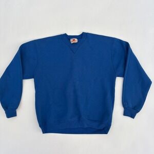 Vintage Russell Athletic Crewneck Sweatshirt Royal Blue 90s Blank Large L